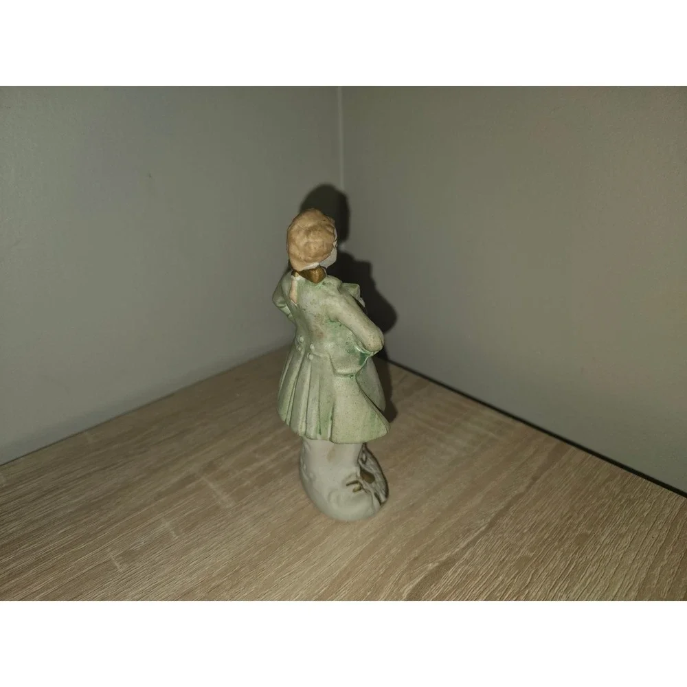 Vintage Occupied Japan Porcelain Colonial Gentleman Figurine Green Gold Pink